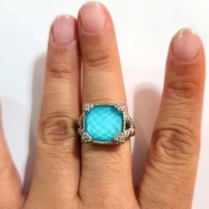 Like New - Judith Ripka Tuquoise Doublet and CZ ring Sz. 7